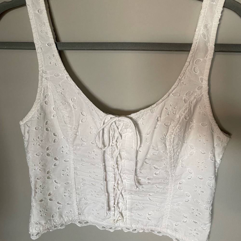 Abercrombie & fitch white eyelet tank top